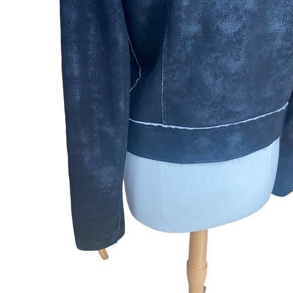 Splendid Faux Suede Moto Jacket Black Distressed Grunge Edgy Biker Y2K-M - Picture 8 of 14